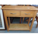 Modern Oak Side Table with Two Drawers