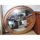 Gilt Framed Oval Bevel Edge Mirror