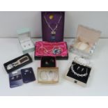 Quantity of Costume Jewellery, Leather Osprey Keyring etc - Some Silver