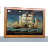Reverse Painting on Glass - The Iron Steamship Great Britain - In Walnut Frame