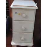Painted Pine Three Drawer Bedside