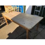 Good Quality Solid Pine 7ft Kitchen Table on Turned Legs