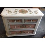 Painted Decorated Two over Three Chest of Drawers