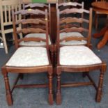 Set of Four Ladder Back Dining Chairs