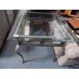Metal Framed Glass Topped Table
