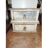 Small Two Drawer Chest and Contents - Hand Drills etc