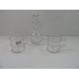 Decanter and 2x Glass Tankards