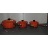 3x Graduating Le Creuset Saucepans