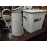 Enamel Bread Bin and Jug