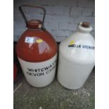 2x Stoneware Flagons - One for Devon Cider