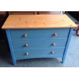 Part Painted Pine Chest of Three Drawers