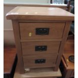 Modern Oak Three Drawer Bedside