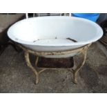 Vintage Enamelled Bath and Stand