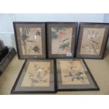 Series of Framed Oriental Paintings on Silk