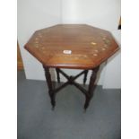 Edwardian Inlaid Occasional Table on Brass Castor Feet