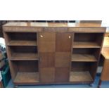 Oak Book Shelves with Central Cupboard