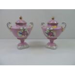 Pair of Handled Lidded Porcelain Urns
