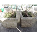 Pair of Square Garden Planters - Brick Form