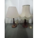 2x Treen Table Lamps