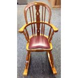 Stained Pine Child's Rocking Chair