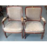 Pair of Wood Framed Armchairs
