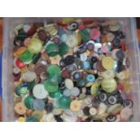 Lidded Plastic Crate and Contents - Buttons