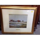 Framed Lowry Print - Landscape with Farm Buildings