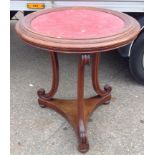 Victorian Mahogany Circular Table with Fabric Insert to Top