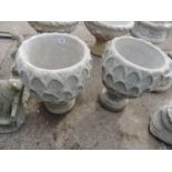 Pair of Concrete Garden Urn Planters