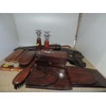 Folding Chinese Lacquered Table, Book Slides and Parasol etc