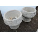 Pair of Pedestal Concrete Garden Planters