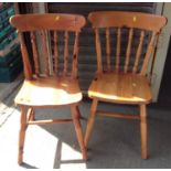 Pair of Pine Spindle Back Chairs