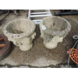 Pair of Small Urn Concrete Garden Planters