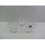 Decanter and 2x Glass Tankards