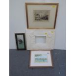 Framed Watercolour, Framed Engraving and Wall Hanging