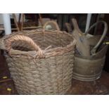 Log Basket, Bellows and Coal Scuttle