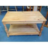 Pine Coffee Table with Shelf under