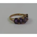 Gold Five Stone Amethyst Ring
