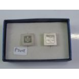 Pair of Gucci Style Silver Face Cuff Links in Box