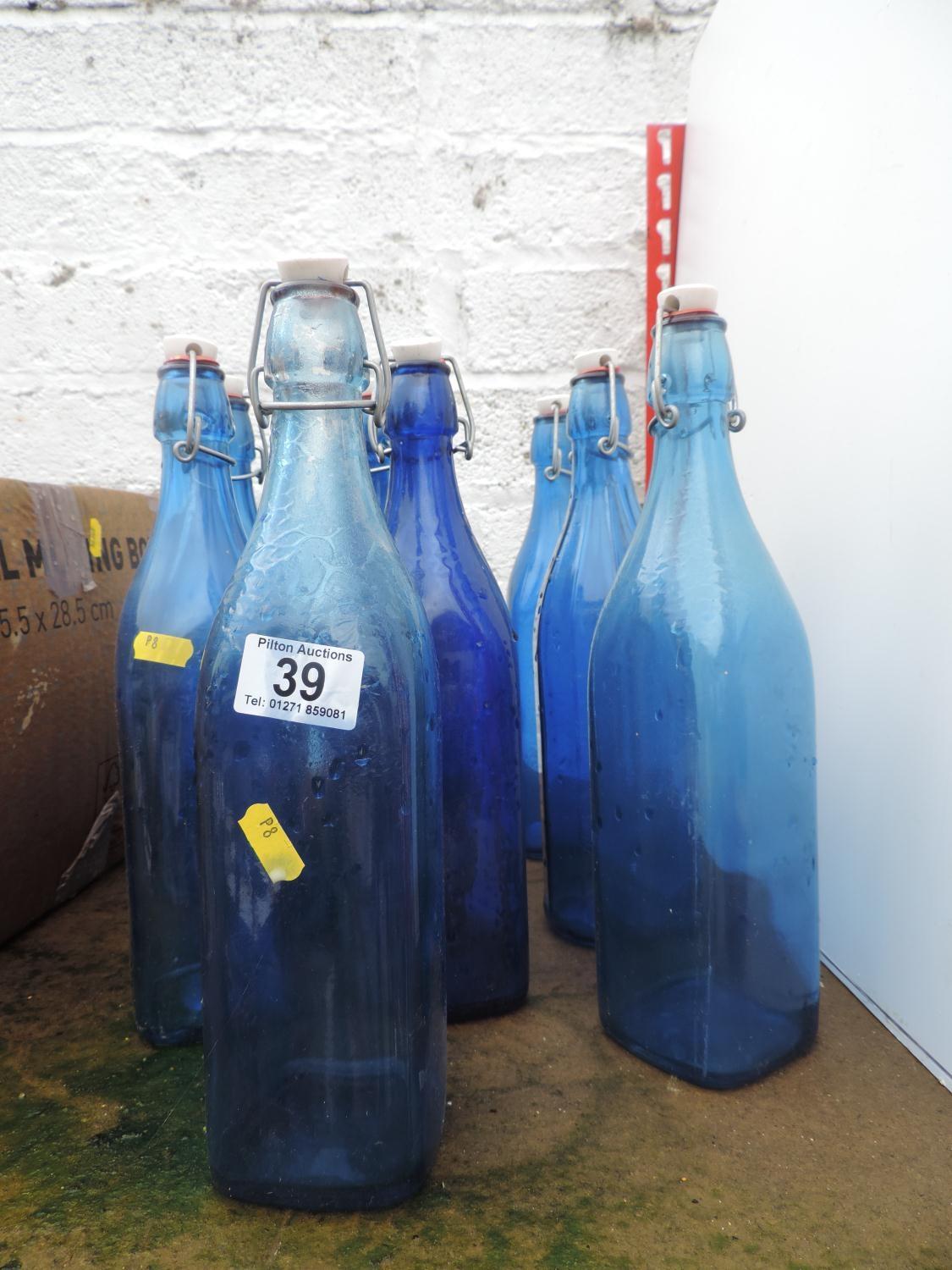 Blue Glass Bottles with Stoppers