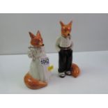 2x Porcelain Fox Ornaments