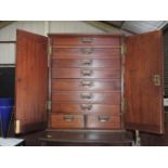 Mahogany Collectors/Specimen Cabinet with Nine Drawers and Key
