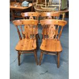 Set of 4x Pine Fiddle Back Chairs