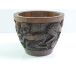 Carved Treen African Pot