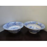 2x Blue and White Bowls