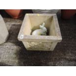 Square Concrete Garden Planter and Contents