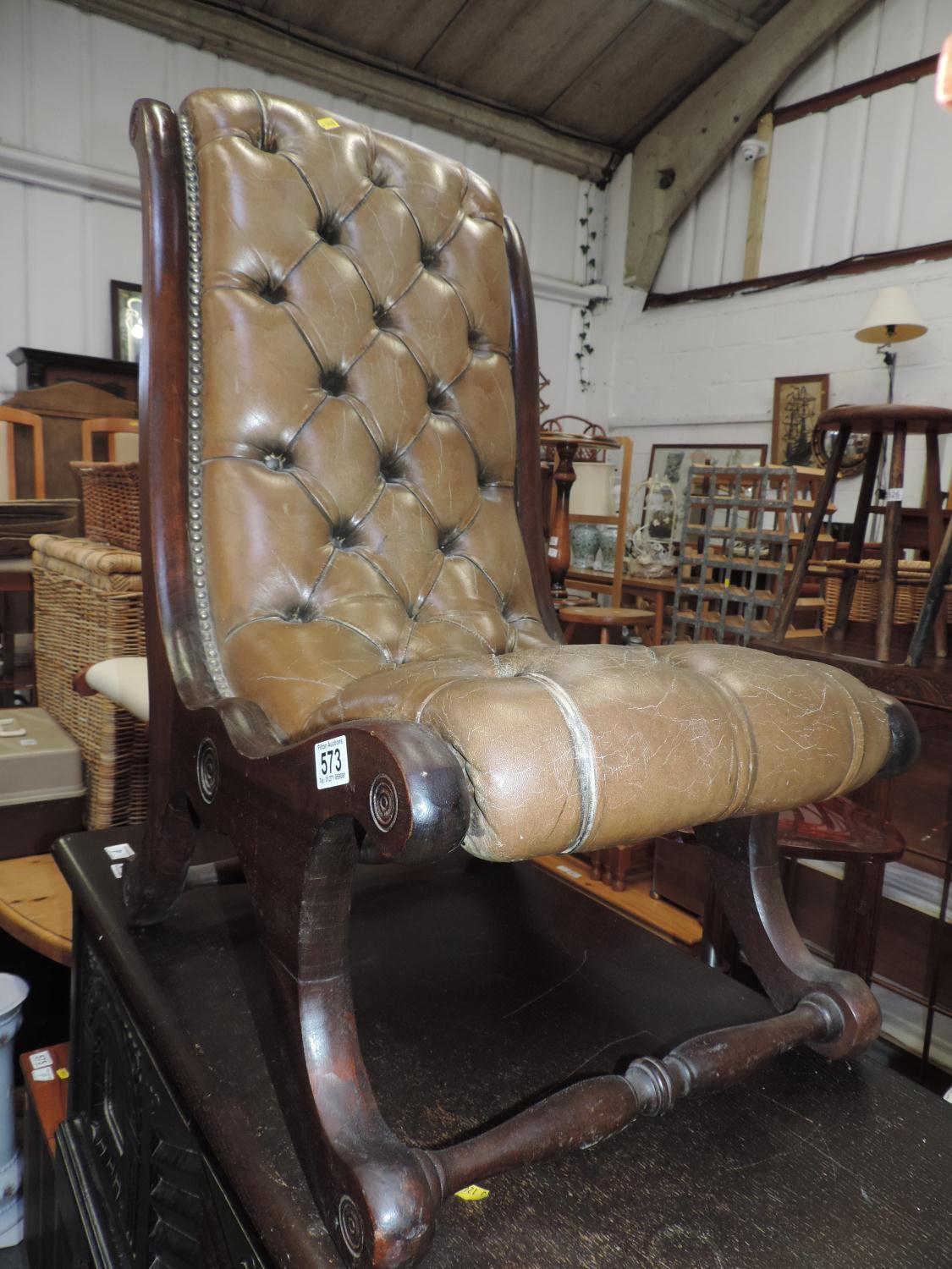 Leather Buttoned Single Chair