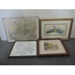 Framed Pictures to include Watercolour and Pencil Drawing of Molland Church