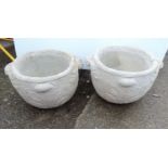 Pair of Circular Concrete Garden Planters