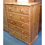 Pine Chest of Five Drawers